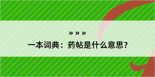 一本词典：药帖是什么意思？