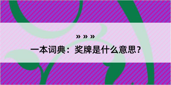 一本词典：奖牌是什么意思？