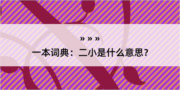 一本词典：二小是什么意思？