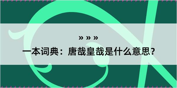 一本词典：唐哉皇哉是什么意思？