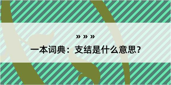 一本词典：支结是什么意思？