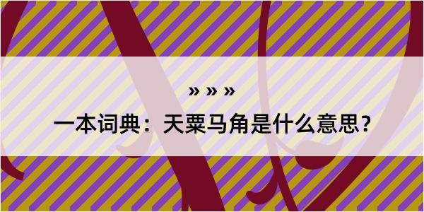 一本词典：天粟马角是什么意思？