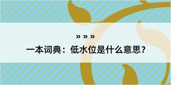 一本词典：低水位是什么意思？