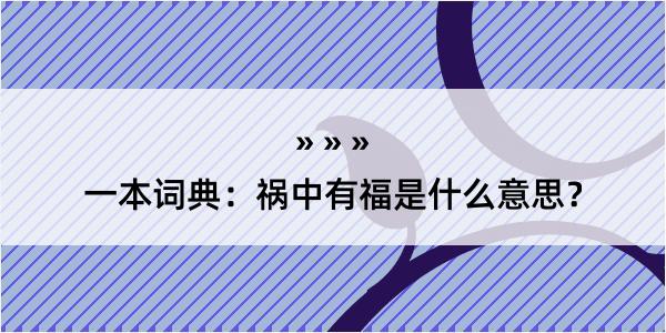 一本词典：祸中有福是什么意思？