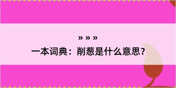 一本词典：削葱是什么意思？