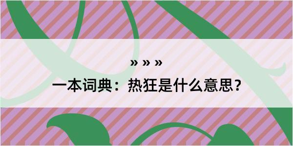 一本词典：热狂是什么意思？