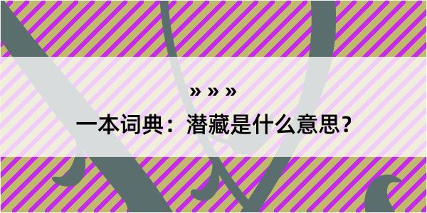 一本词典：潜藏是什么意思？