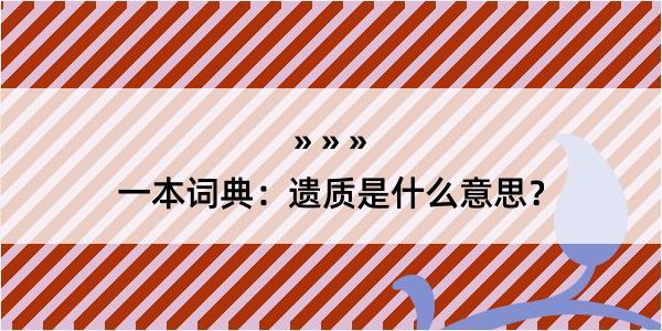 一本词典：遗质是什么意思？