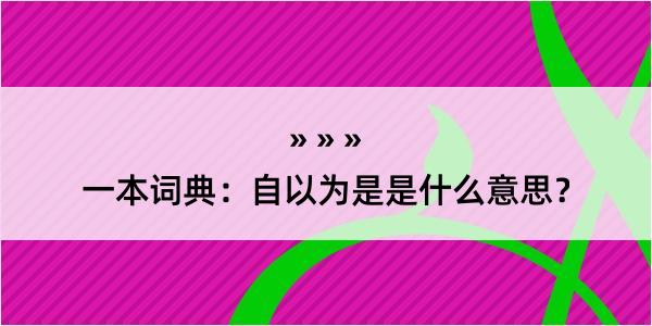 一本词典：自以为是是什么意思？