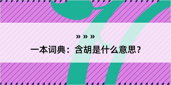 一本词典：含胡是什么意思？