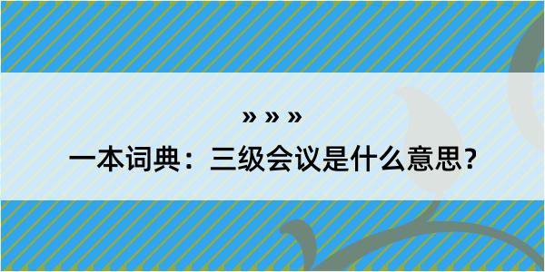 一本词典：三级会议是什么意思？