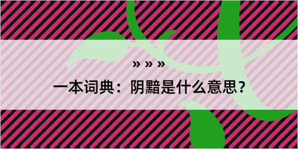 一本词典：阴黯是什么意思？