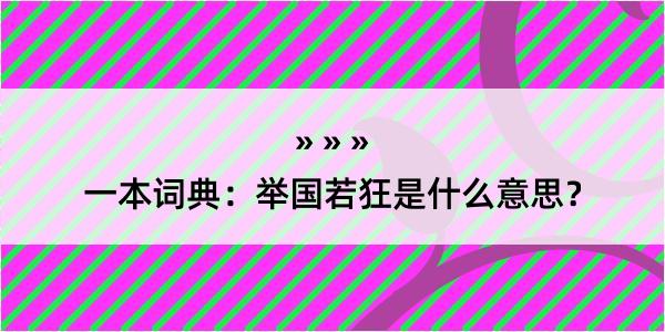 一本词典：举国若狂是什么意思？