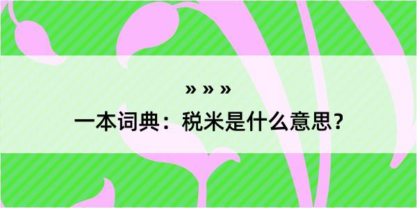 一本词典：税米是什么意思？