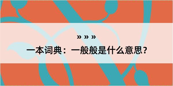 一本词典：一般般是什么意思？