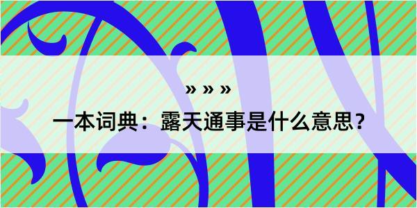 一本词典：露天通事是什么意思？