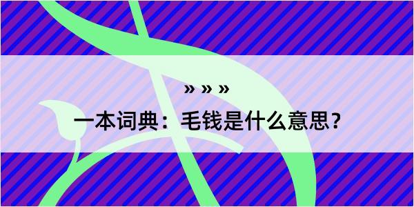 一本词典：毛钱是什么意思？