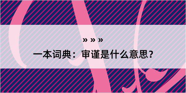 一本词典：审谨是什么意思？