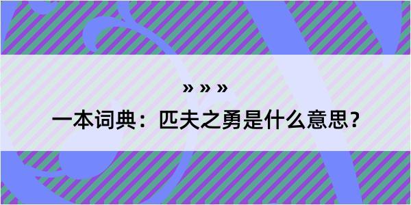 一本词典：匹夫之勇是什么意思？