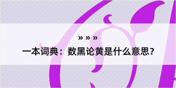 一本词典：数黑论黄是什么意思？