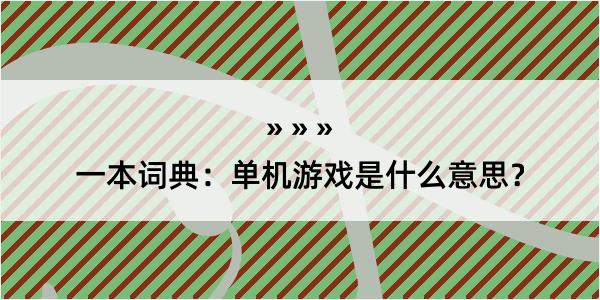 一本词典：单机游戏是什么意思？