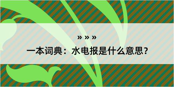 一本词典：水电报是什么意思？