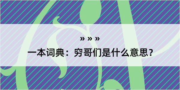 一本词典：穷哥们是什么意思？