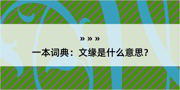 一本词典：文缘是什么意思？