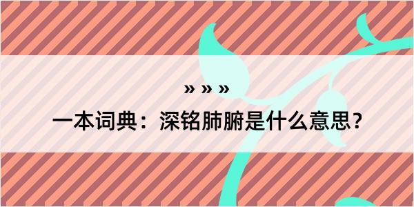 一本词典：深铭肺腑是什么意思？