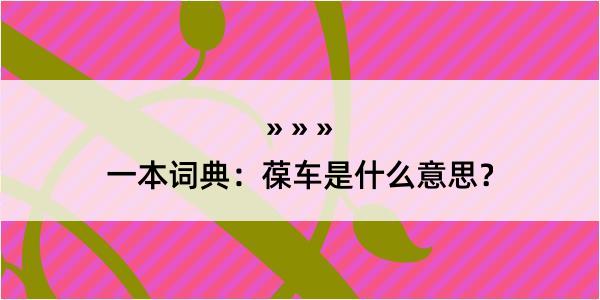 一本词典：葆车是什么意思？