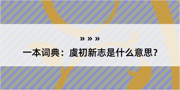 一本词典：虞初新志是什么意思？