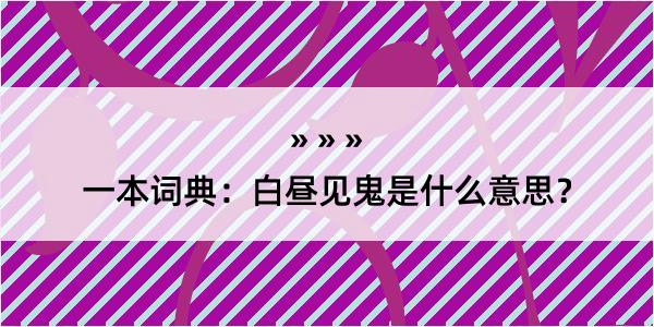 一本词典：白昼见鬼是什么意思？