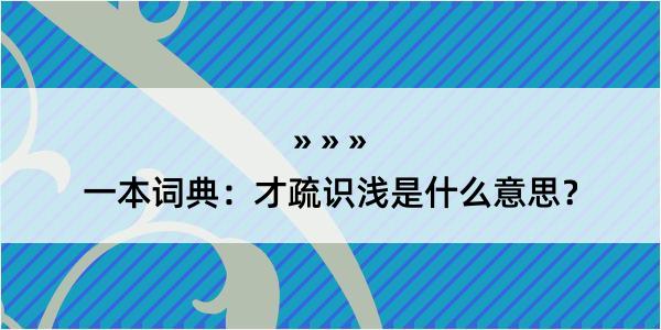 一本词典：才疏识浅是什么意思？