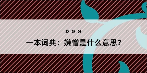 一本词典：嫌憎是什么意思？