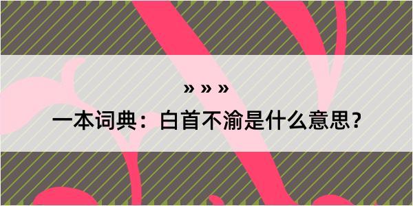 一本词典：白首不渝是什么意思？