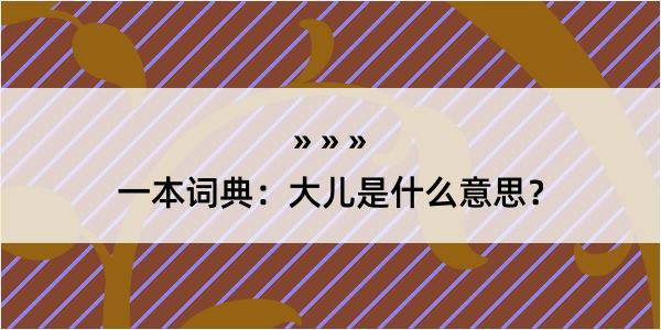 一本词典：大儿是什么意思？