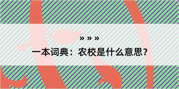 一本词典：农校是什么意思？