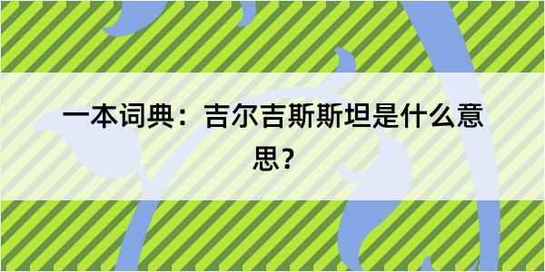 一本词典：吉尔吉斯斯坦是什么意思？