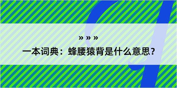 一本词典：蜂腰猿背是什么意思？