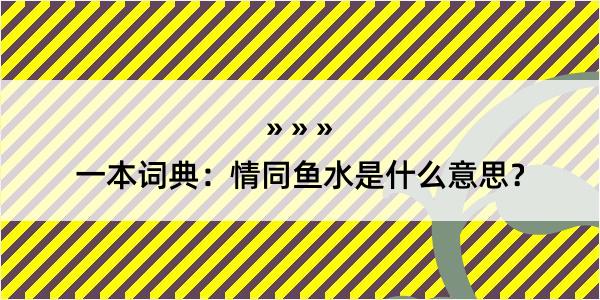 一本词典：情同鱼水是什么意思？