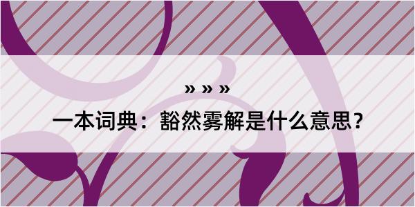 一本词典：豁然雾解是什么意思？