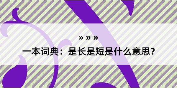 一本词典：是长是短是什么意思？