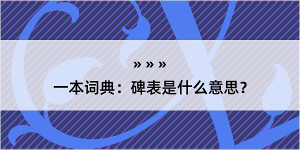 一本词典：碑表是什么意思？