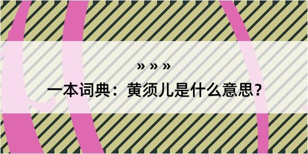 一本词典：黄须儿是什么意思？