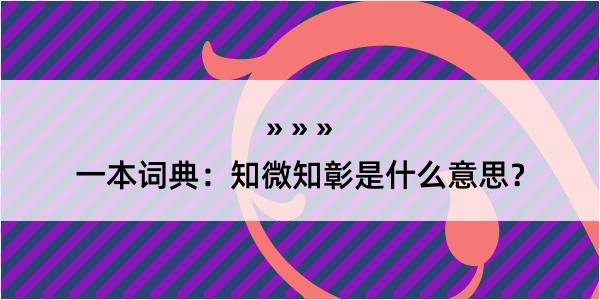 一本词典：知微知彰是什么意思？