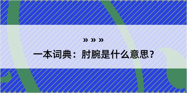 一本词典：肘腕是什么意思？