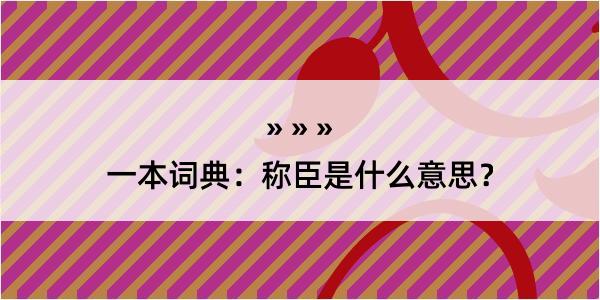 一本词典：称臣是什么意思？