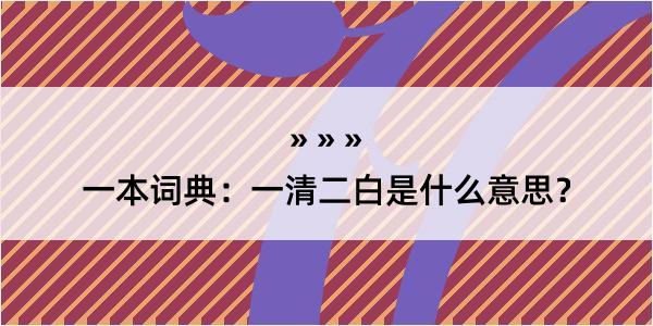 一本词典：一清二白是什么意思？