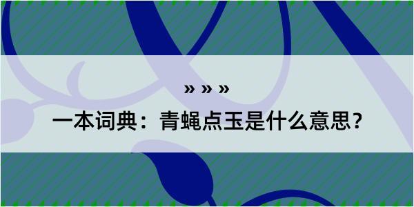 一本词典：青蝇点玉是什么意思？