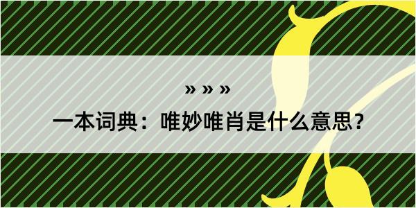 一本词典：唯妙唯肖是什么意思？